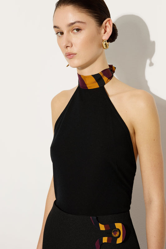 Wool Top with Scarf Detail