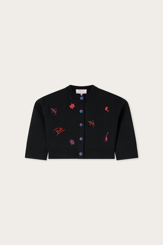 Embroidered Wool Cardigan