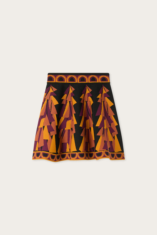 Baiadera Print Flared Jacquard Skirt