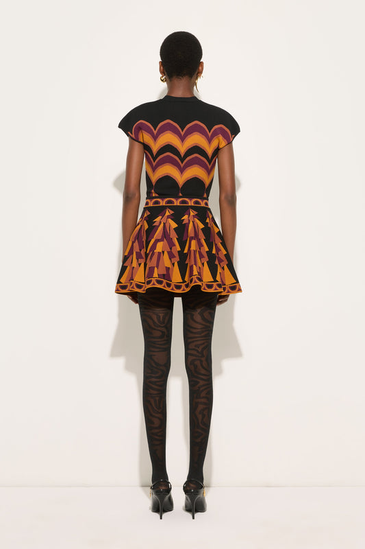 Baiadera Print Flared Jacquard Skirt