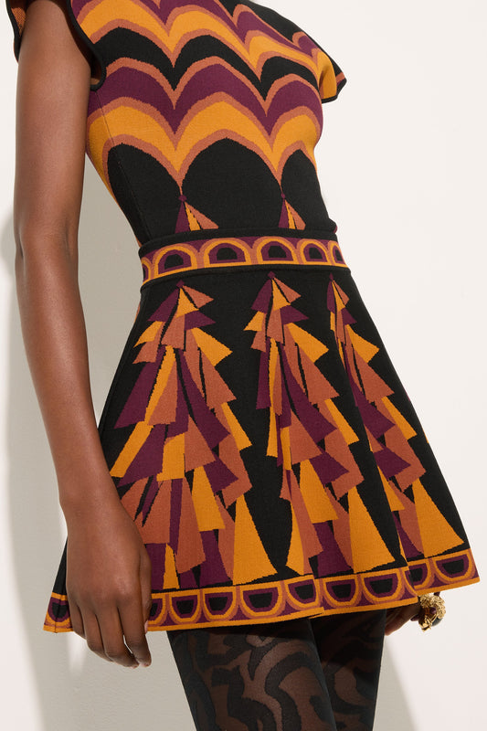 Baiadera Print Flared Jacquard Skirt