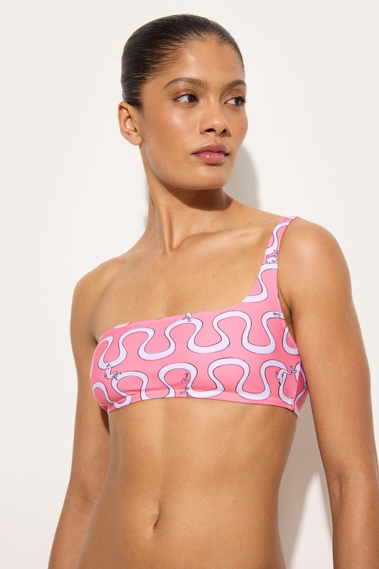 Onda Print One-Shoulder Bikini Top