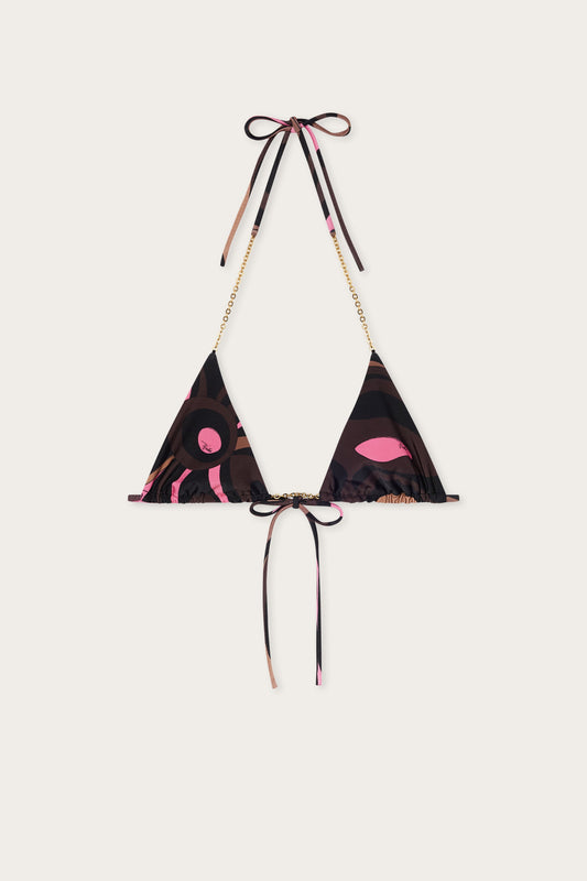 Top Bikini in Stampa Marmo