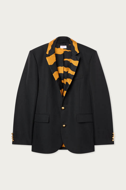 Oversized Wool Jacket with Printed Detail