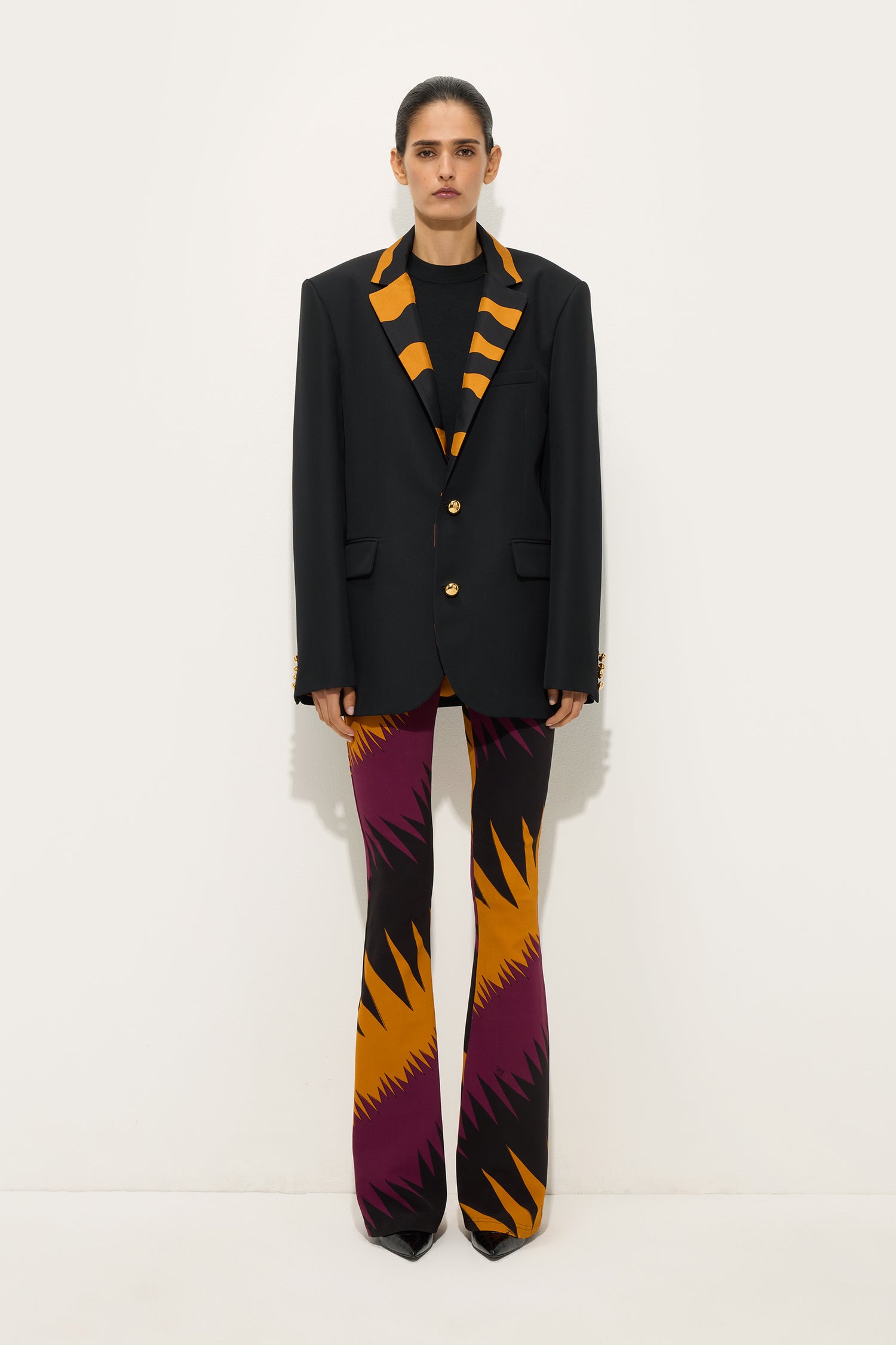 Oversized Wool Jacket with Printed Detail