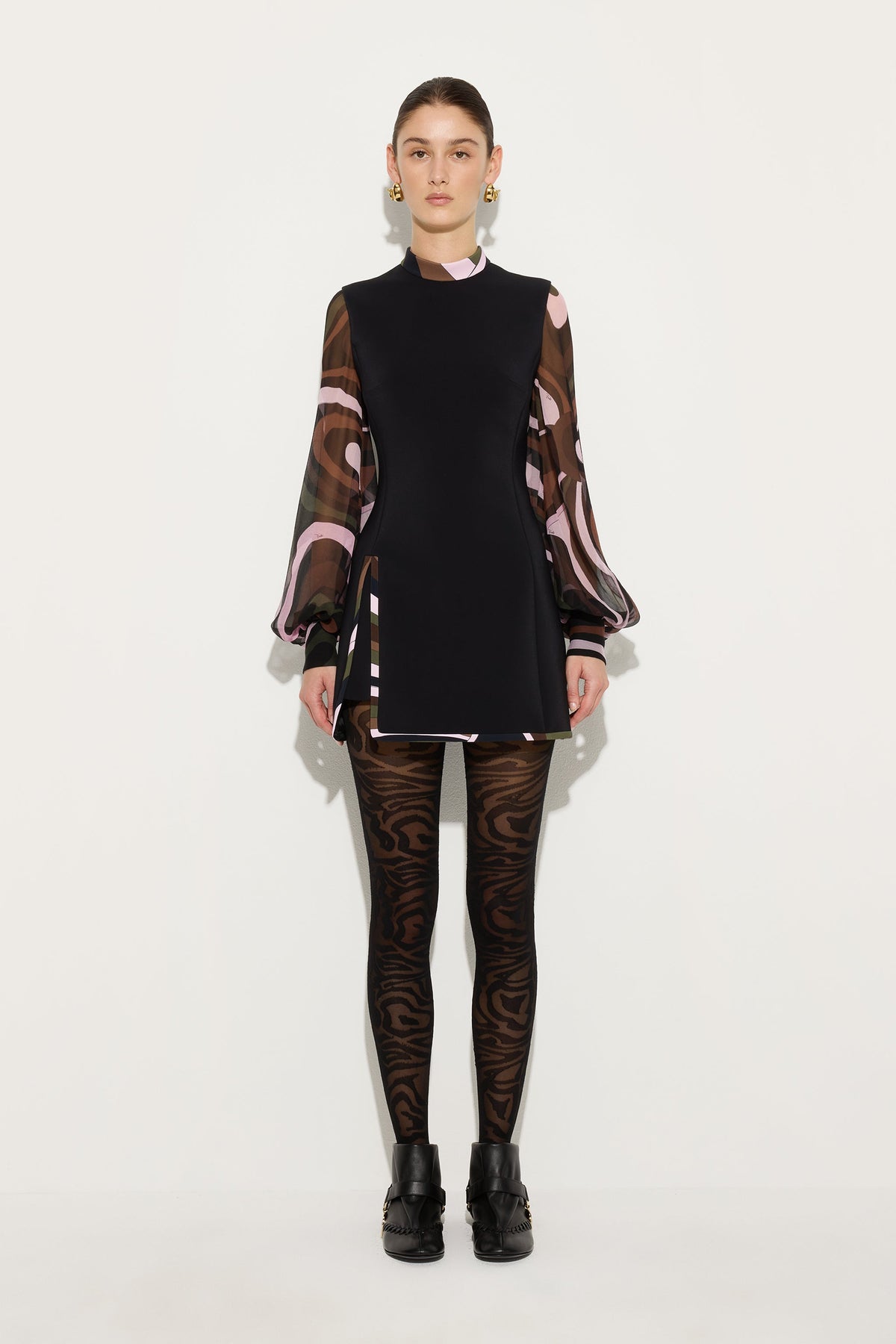 Cady Dress with Printed Sleeves