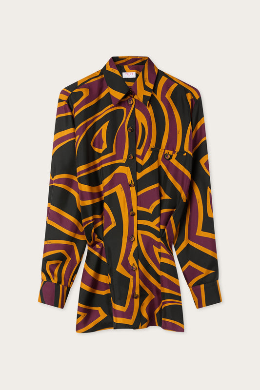 Labirinto Print Silk Shirt Dress
