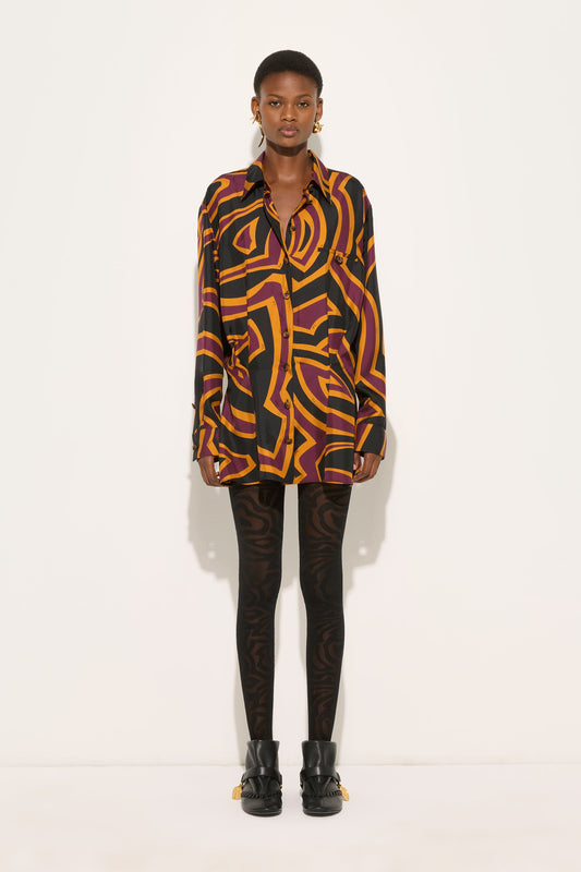 Labirinto Print Silk Shirt Dress