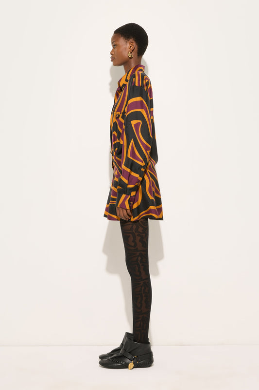 Labirinto Print Silk Shirt Dress