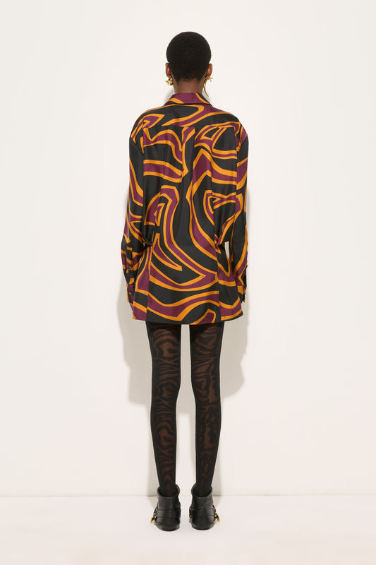 Labirinto Print Silk Shirt Dress