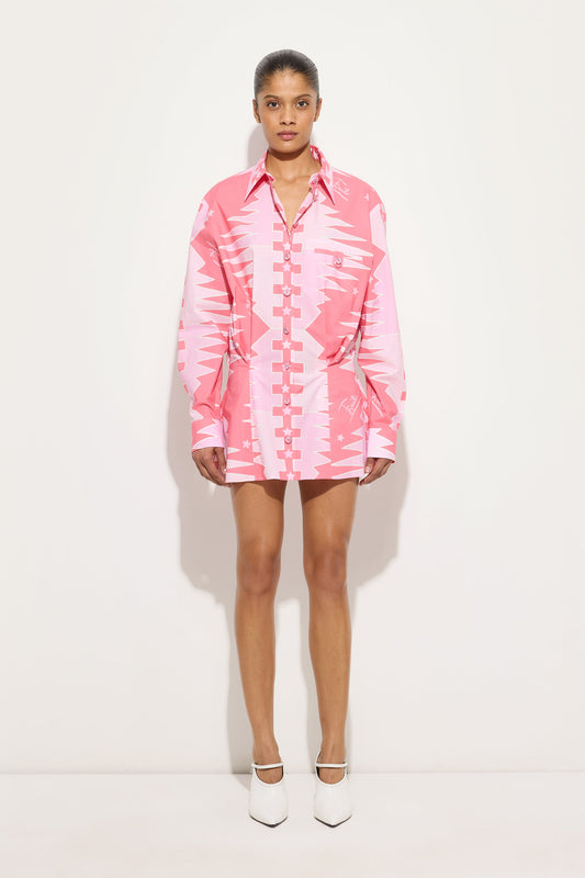 Valdimontone Print Cotton Shirt Dress