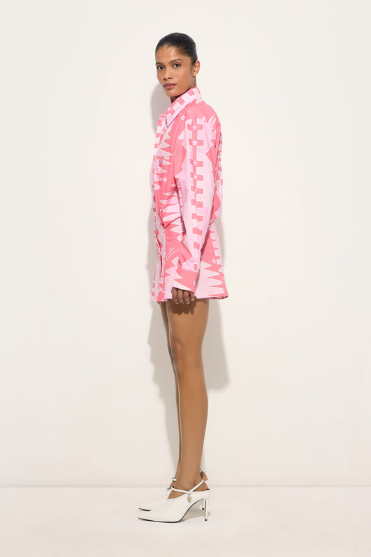 Valdimontone Print Cotton Shirt Dress