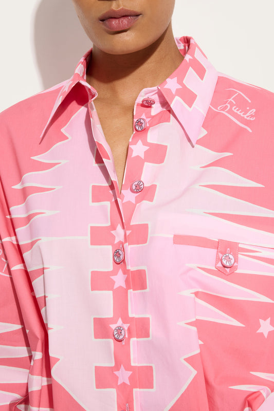 Valdimontone Print Cotton Shirt Dress