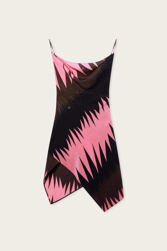 Drago Print Crêpe de Chine Foulard Dress