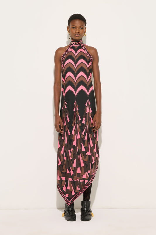 Baiadera Print Halterneck Silk Dress