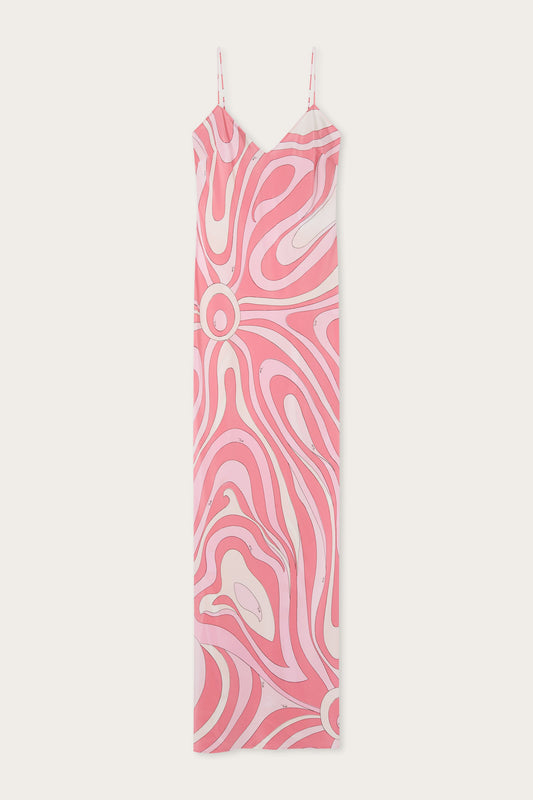 Marmo Print Crêpe de Chine Dress