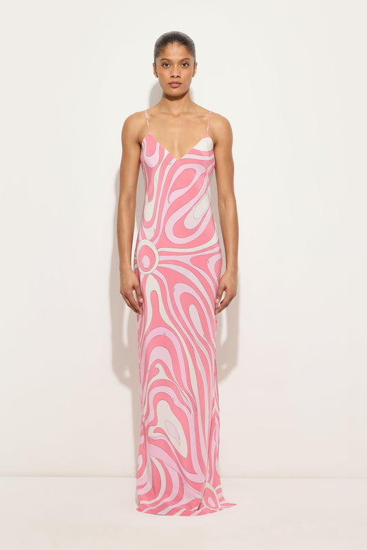 Marmo Print Crêpe de Chine Dress