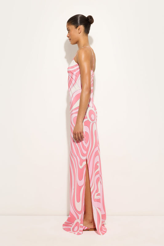 Marmo Print Crêpe de Chine Dress