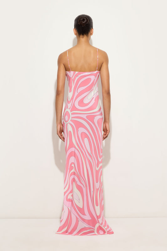 Marmo Print Crêpe de Chine Dress