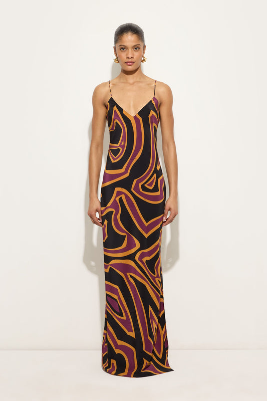 Labirinto Print Crêpe de Chine Dress