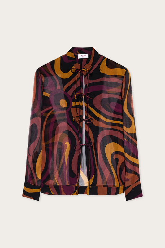 Camicia in Creponne in Stampa Marmo