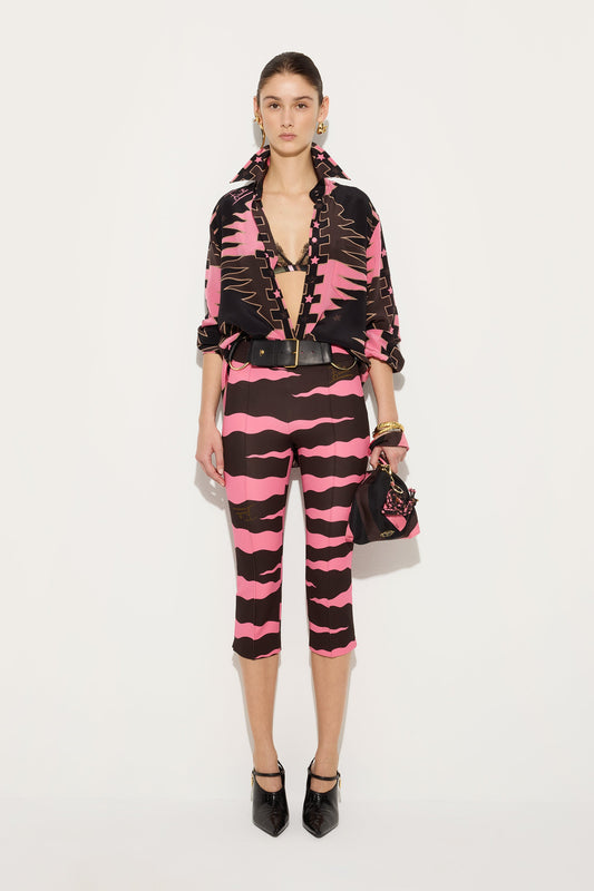 Valdimontone Print Oversized Silk Shirt