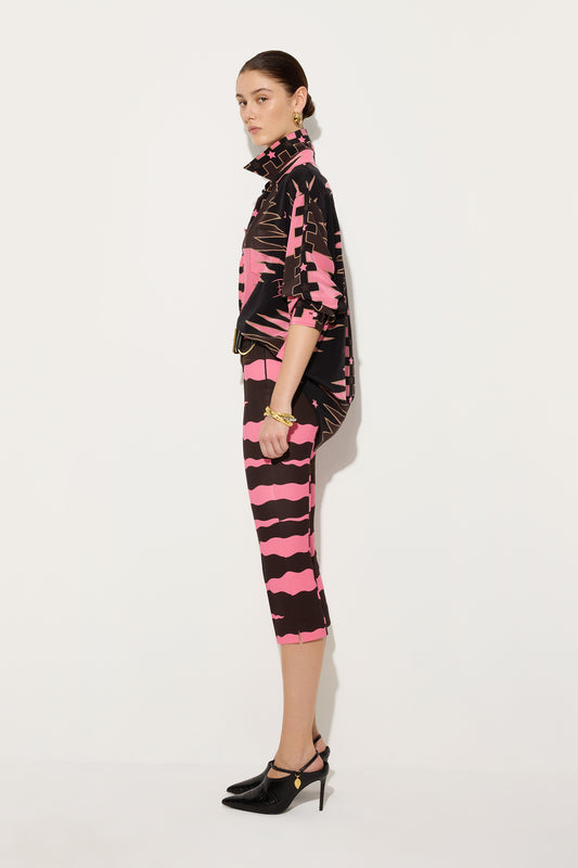 Valdimontone Print Oversized Silk Shirt