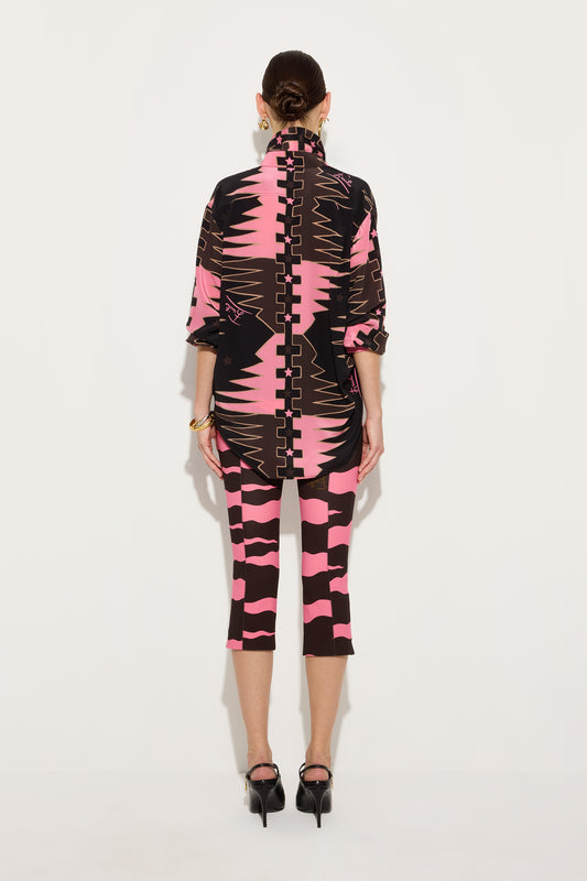 Valdimontone Print Oversized Silk Shirt