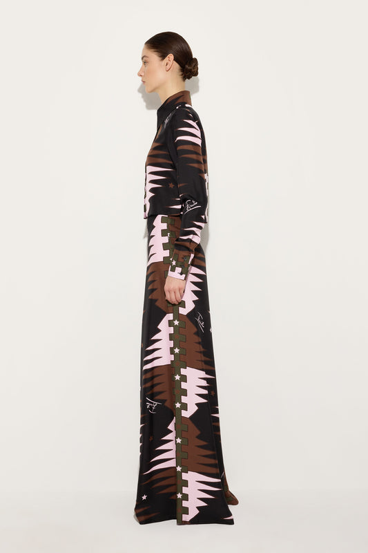 Valdimontone Print Silk Crop Shirt