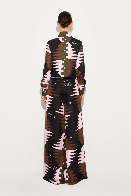 Valdimontone Print Silk Crop Shirt