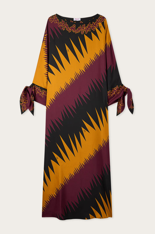 Drago Print Silk Kaftan
