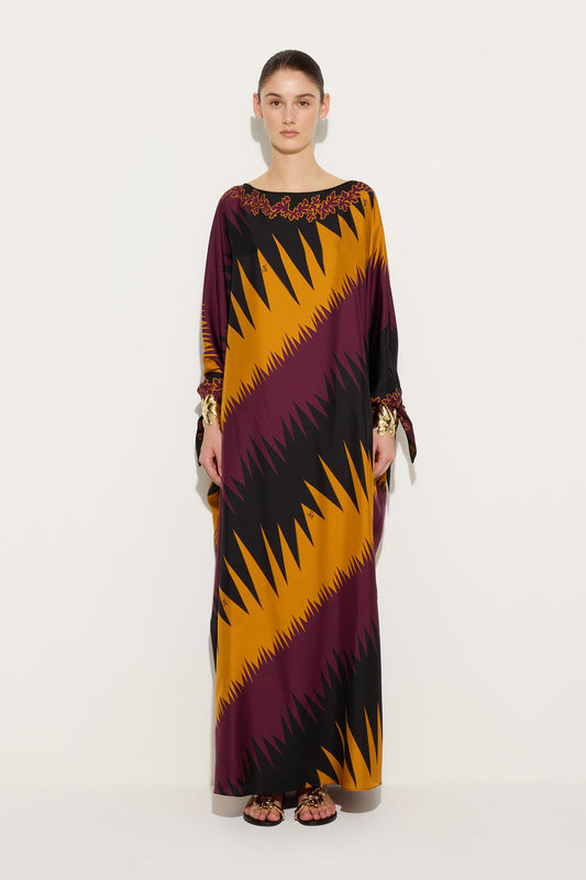 Drago Print Silk Kaftan