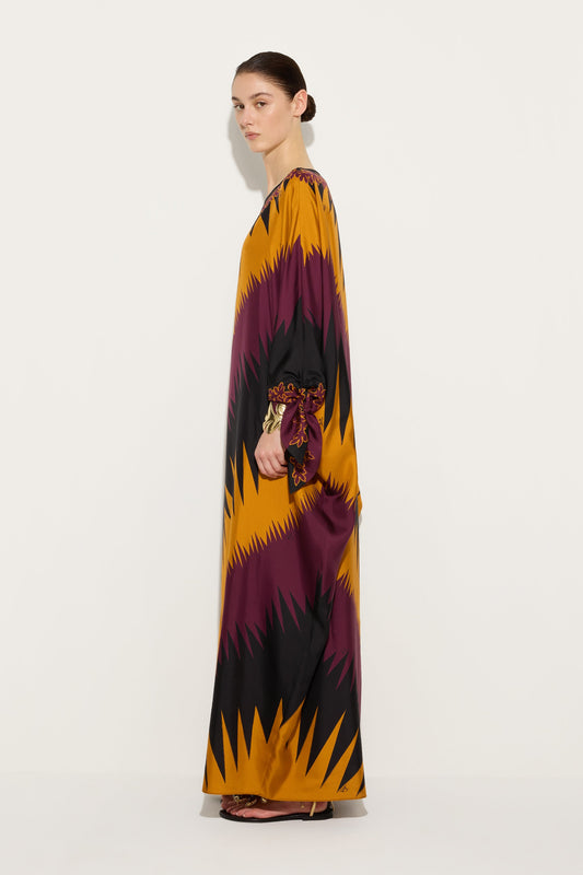 Drago Print Silk Kaftan