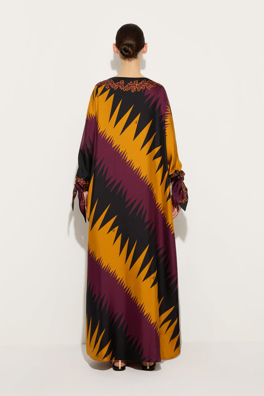 Drago Print Silk Kaftan