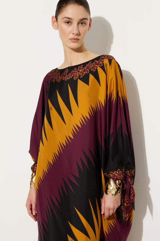 Drago Print Silk Kaftan