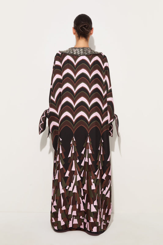 Baiadera Print Embroidered Silk Kaftan