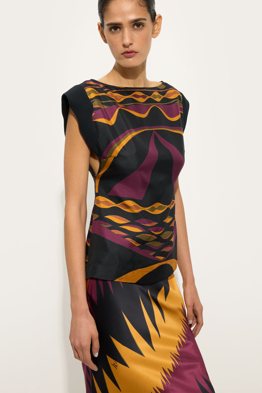 Top in Seta in Stampa Dune