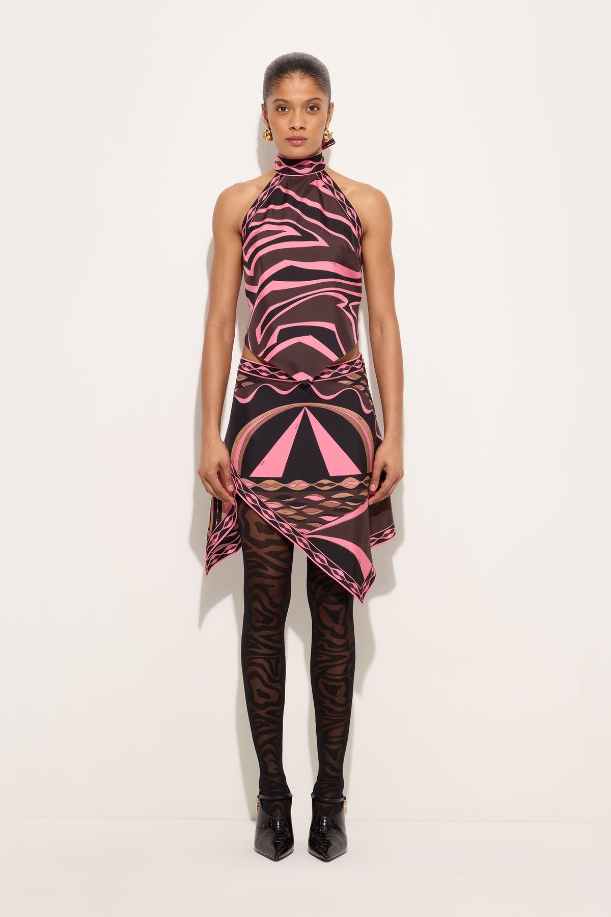 Labirinto Print Silk Scarf Top