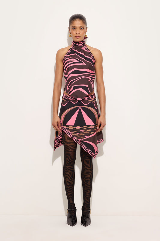 Labirinto Print Silk Scarf Top