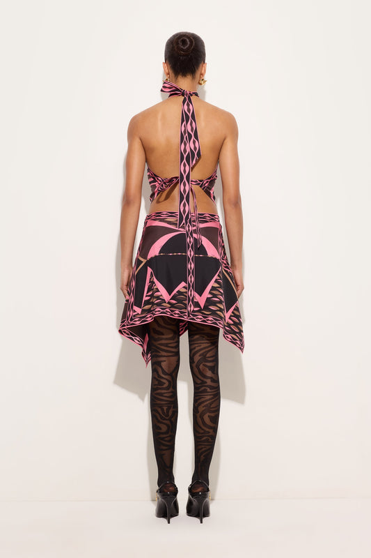 Labirinto Print Silk Scarf Top