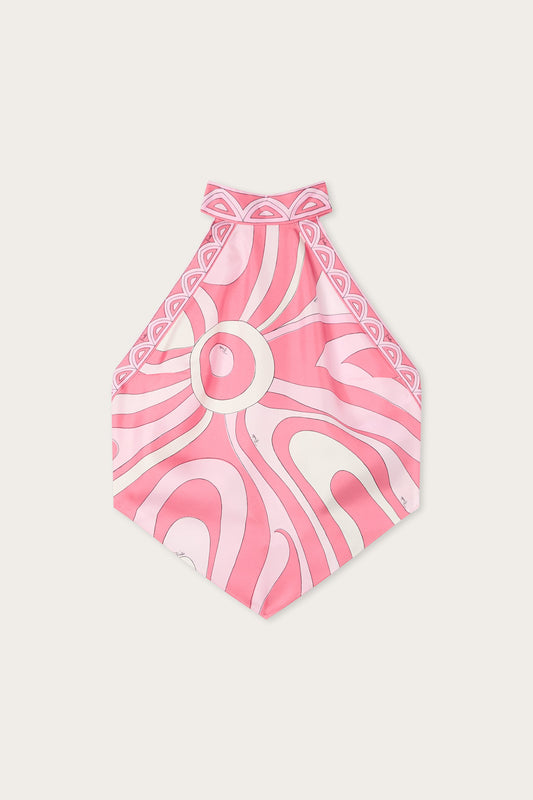 Marmo Print Silk Scarf Top