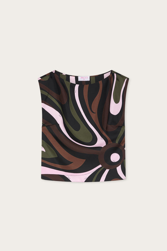 Marmo Print Silk Top