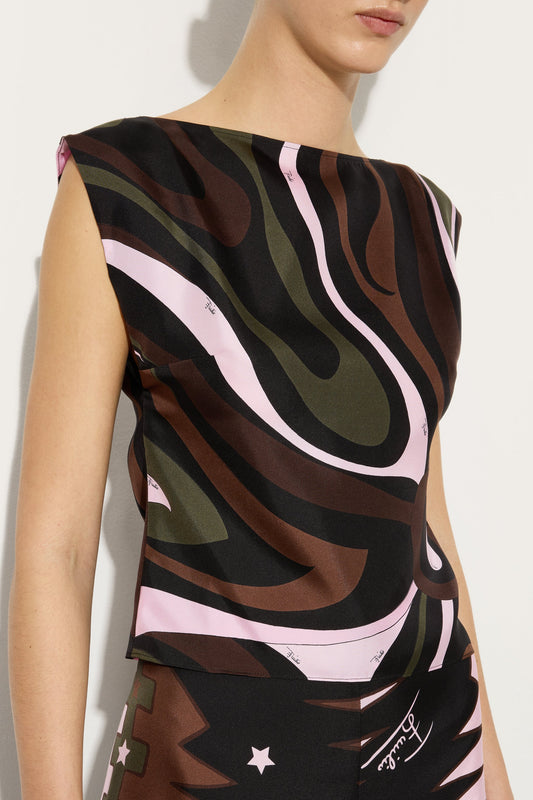 Marmo Print Silk Top