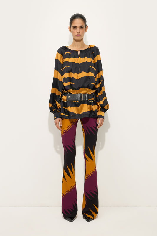 Blusa in Raso in Stampa Fiamme