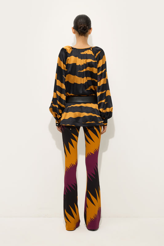 Blusa in Raso in Stampa Fiamme