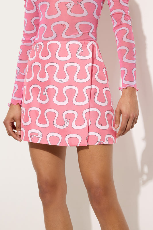 Onda Print Silk Skirt