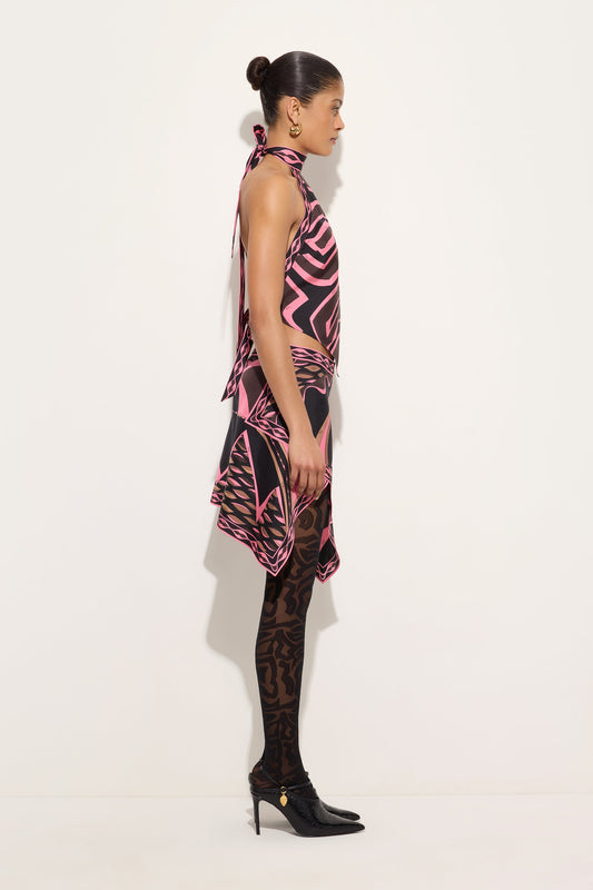 Gonna Foulard in Seta in Stampa Dune