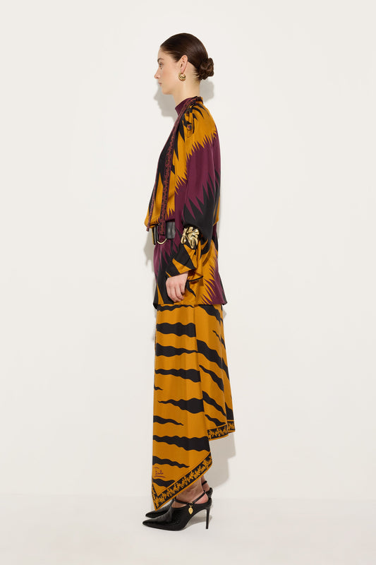 Fiamme Print Silk Skirt