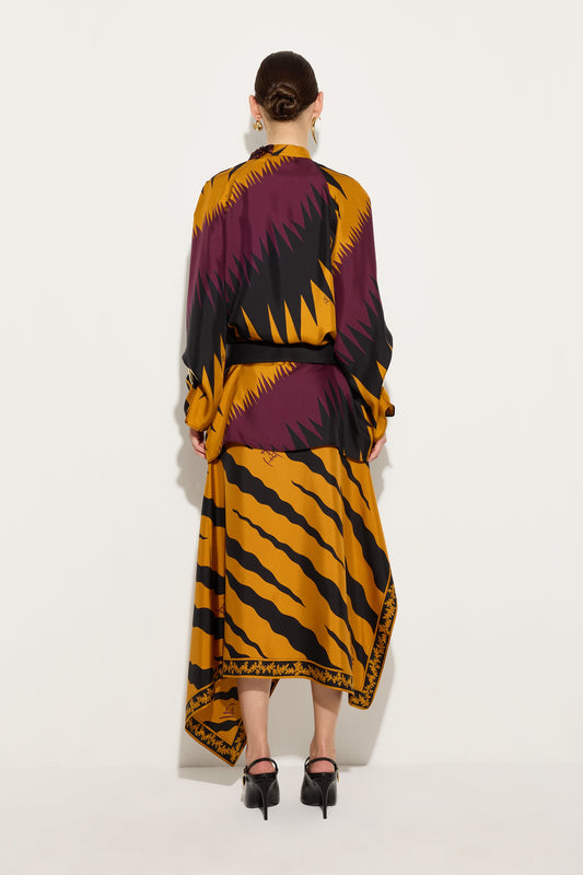 Fiamme Print Silk Skirt