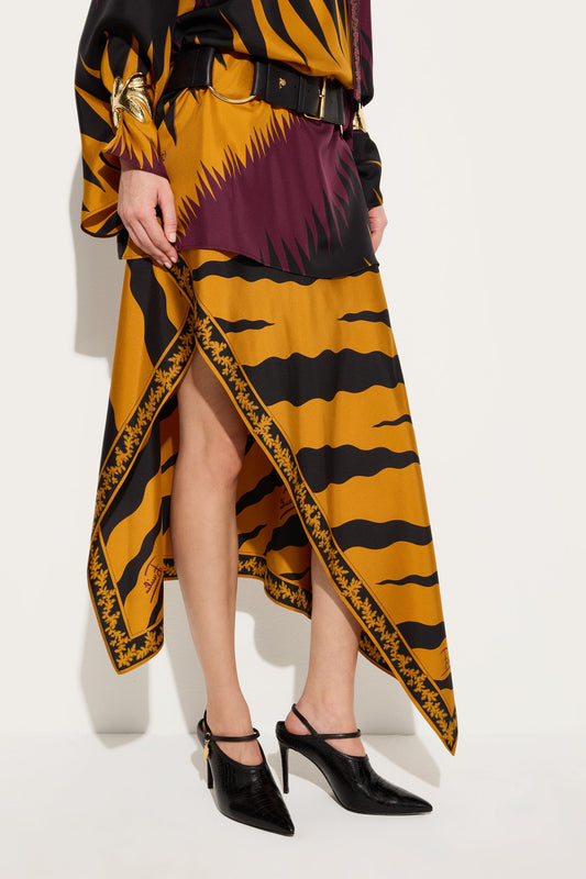 Fiamme Print Silk Skirt